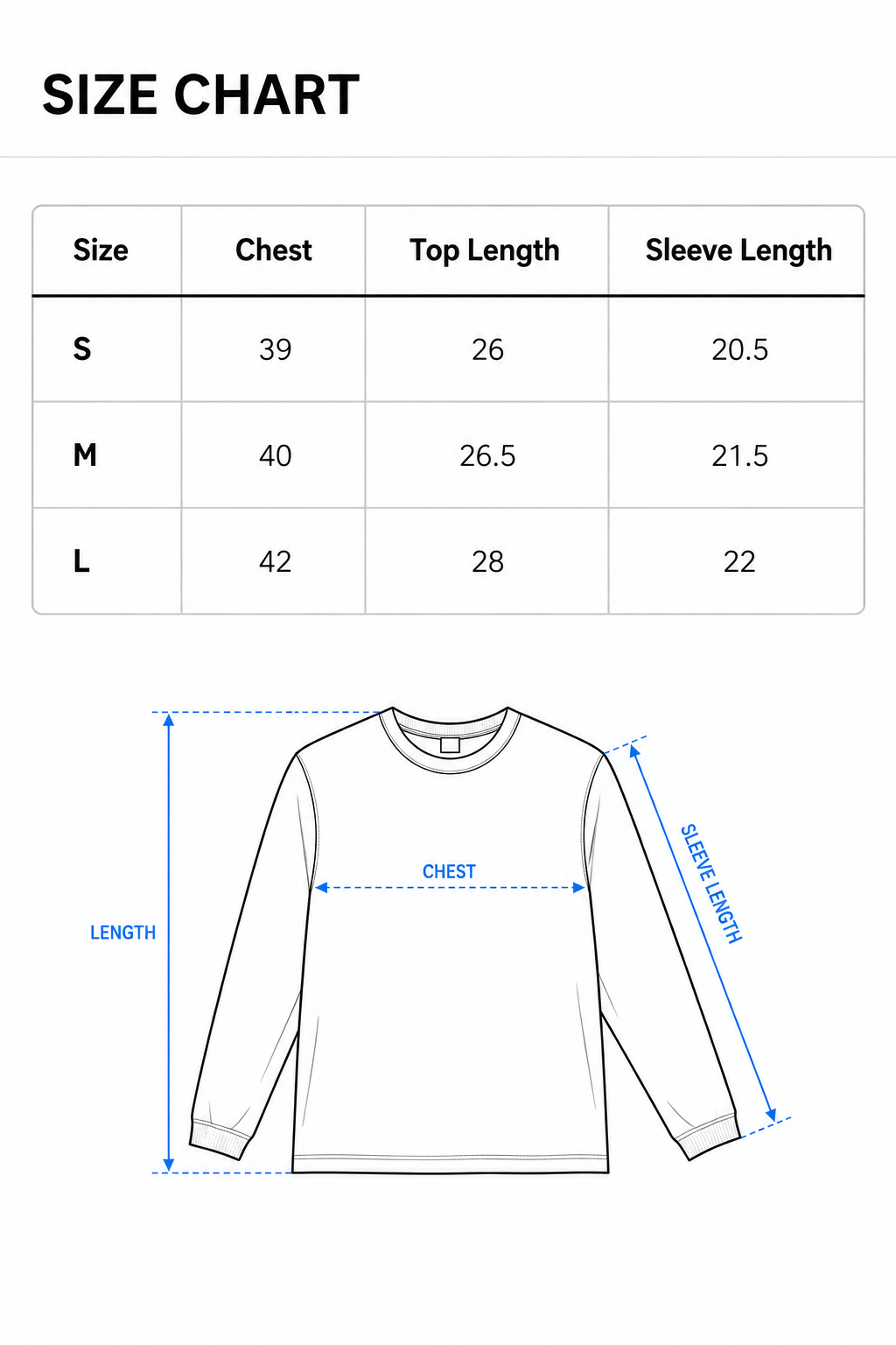 IVORY RELIC LONGSLEEVE Size Chart